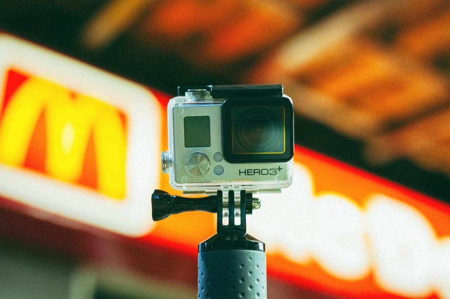 Student working on video editing project